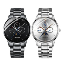 custom logo luxury high end 316l all stainless steel moon phase watch quartz watches men wrist